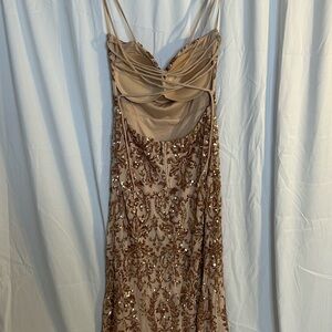 Windsor Tan Sequin Backless Dress